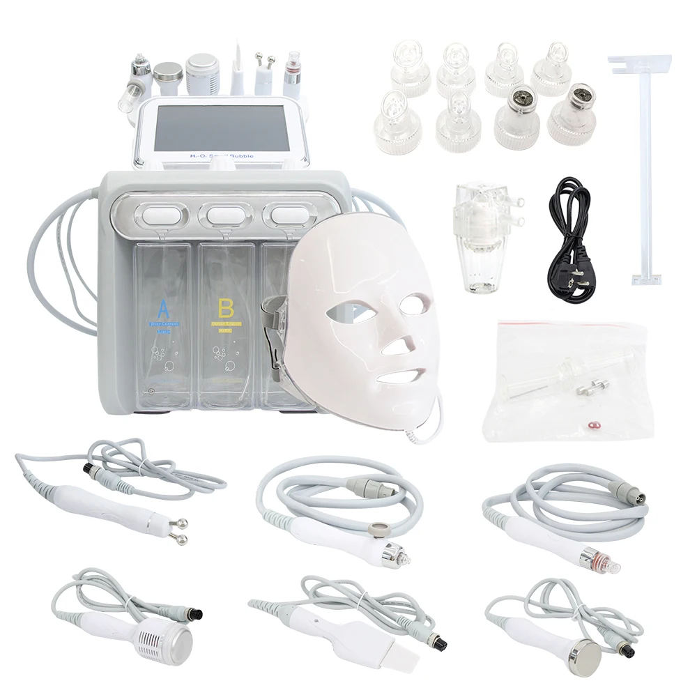 7 in 1 Hydrogen Oxygen Small Bubble Face Beauty Machine H2O2 Hydro Facial Dermabrasion Rejuvenation Tightening Skin Care Spa