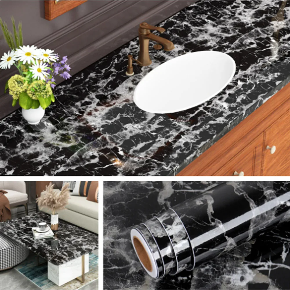 Marmor-Küchen-Ölschutzfolie, wasserdichte, feuchtigkeitsbeständige, selbstklebende Tapete, Arbeitsplatten-Schrank-Renovierungs-Fliesenaufkleber – Detail 9