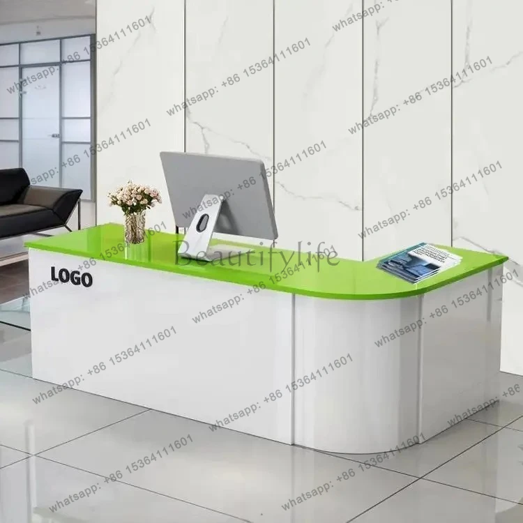 

Simple Modern Arc Corner Bar Counter Company Reception Desk Beauty Salon Clothing Store Shop Counter