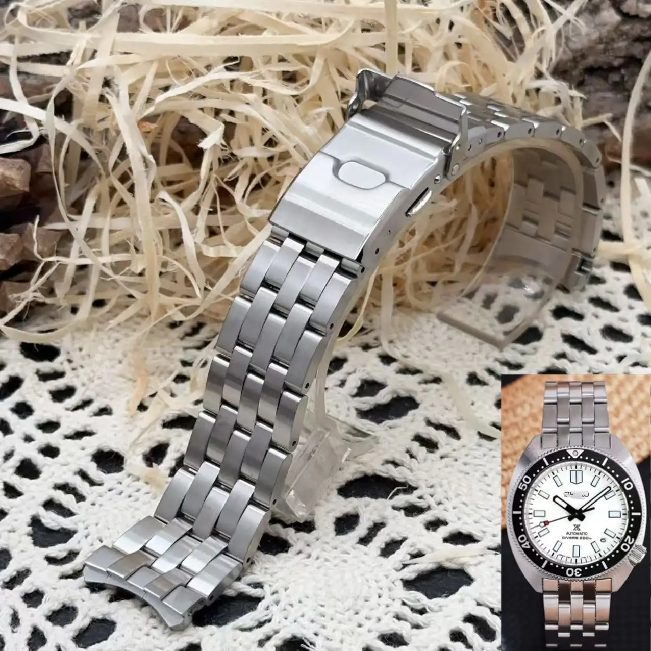 

Suitable for Seiko SPB317J1 SPB313 SPB315 watch strap with solid steel strip, original 20mm