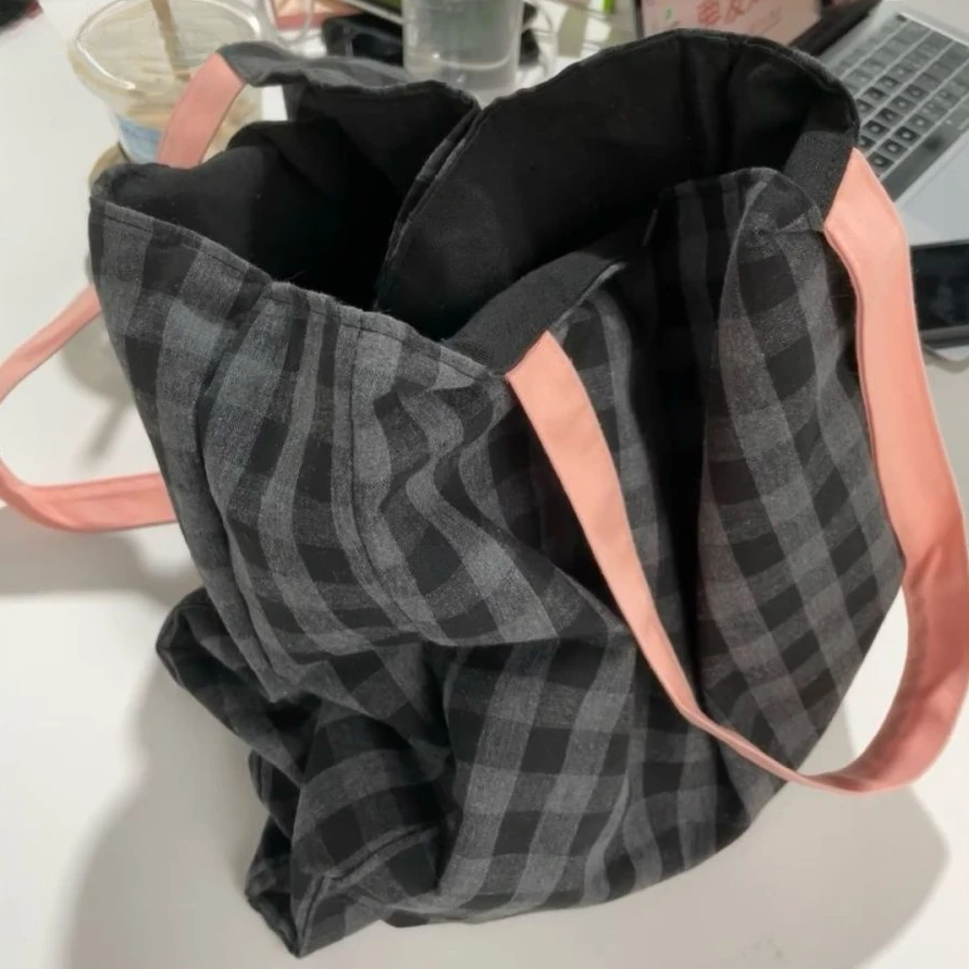 Plaid Tote Bags Women Students All-match Office Lady Shoulder Bag Handbags Shopper Travel Portable Large Capacity Harajuku Ins