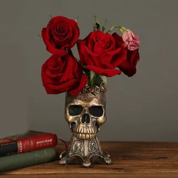 1PC Halloween Skull Head Vase Resin Craft Decoration Creative Home Decoration Skull Head