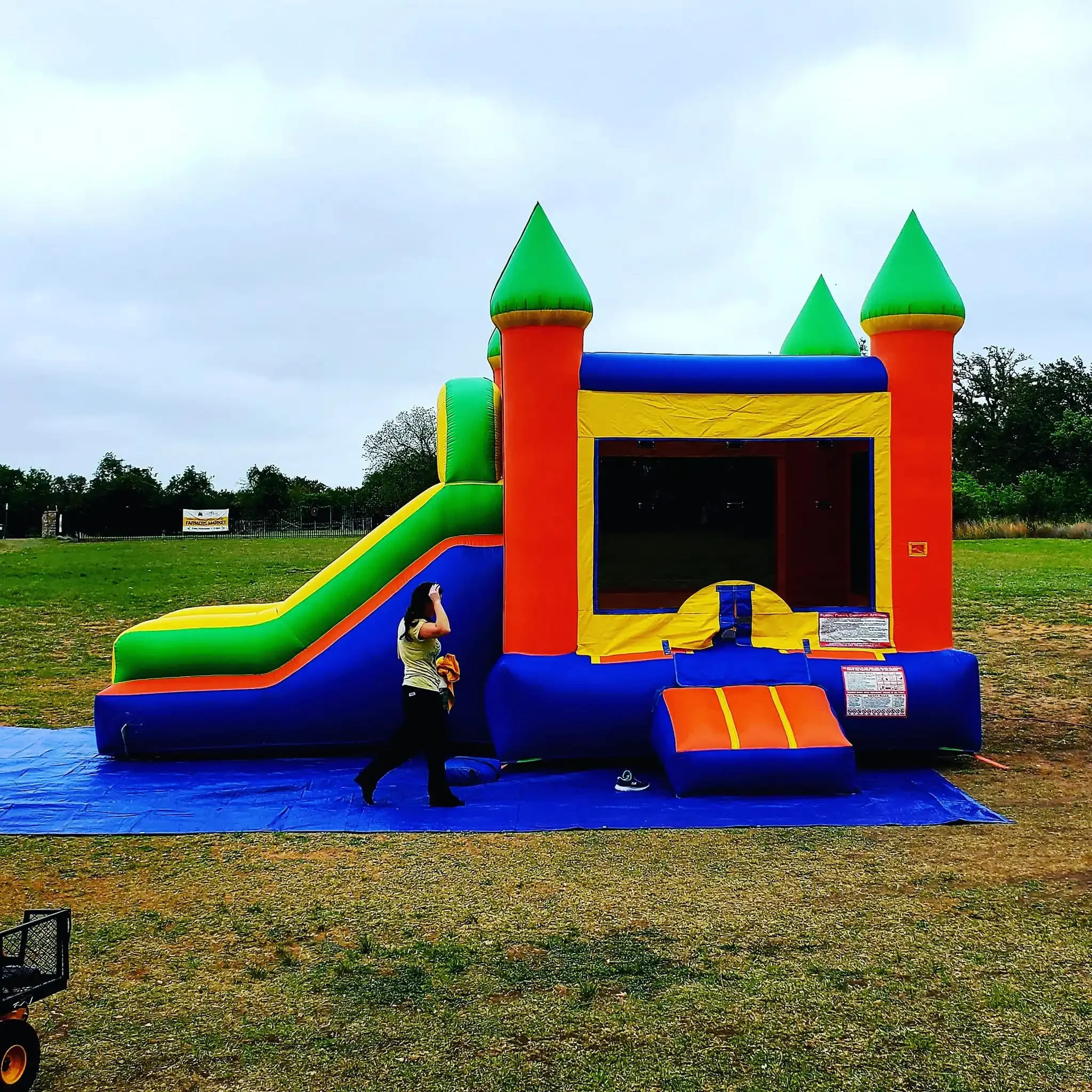 Commercial Inflatable Bouncer Bounce House Orange Castle Waterslide Combo Dry Wet Water Slide