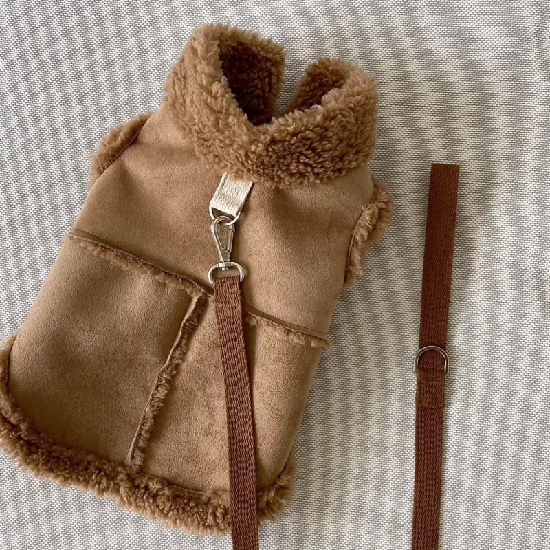 الكلاسيكية بلون الكلب سترة الخريف الشتاء الصوف الدافئة الحيوانات الأليفة الصغيرة متوسطة الحجم سترة دافئة مع الجر مشبك المخملية الملابس #1