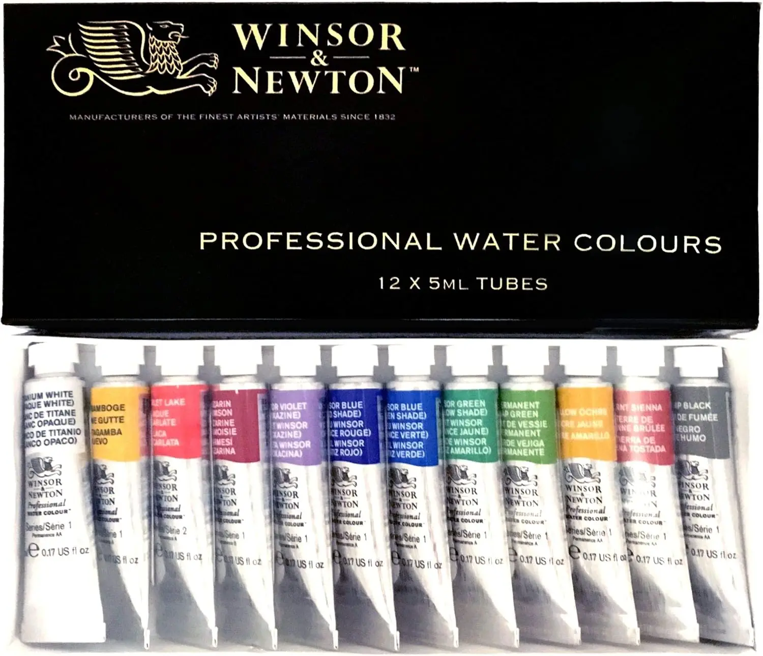 

Professional Watercolor Paint Tubes, 5ml Set of 12 Colors, Imported from Japan for Artists