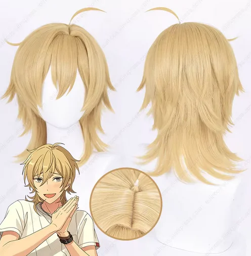 

Hakaze Kaoru Cosplay Wig 40cm Flax Golden Short Wigs Heat Resistant Synthetic Hair Simulated Scalp Wigs