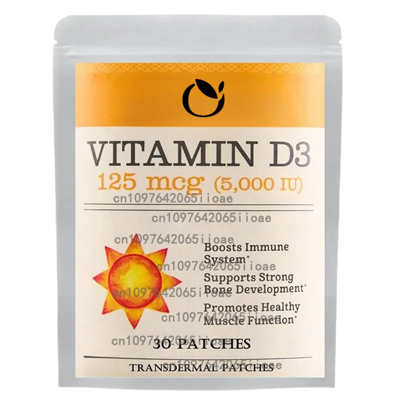 

30 пластырей с витамином D3 5000 IU, транспарительные пластыри с витамином D, премиум-класса для поддержки иммунитета, функций здоровых мышц, здоровье костей