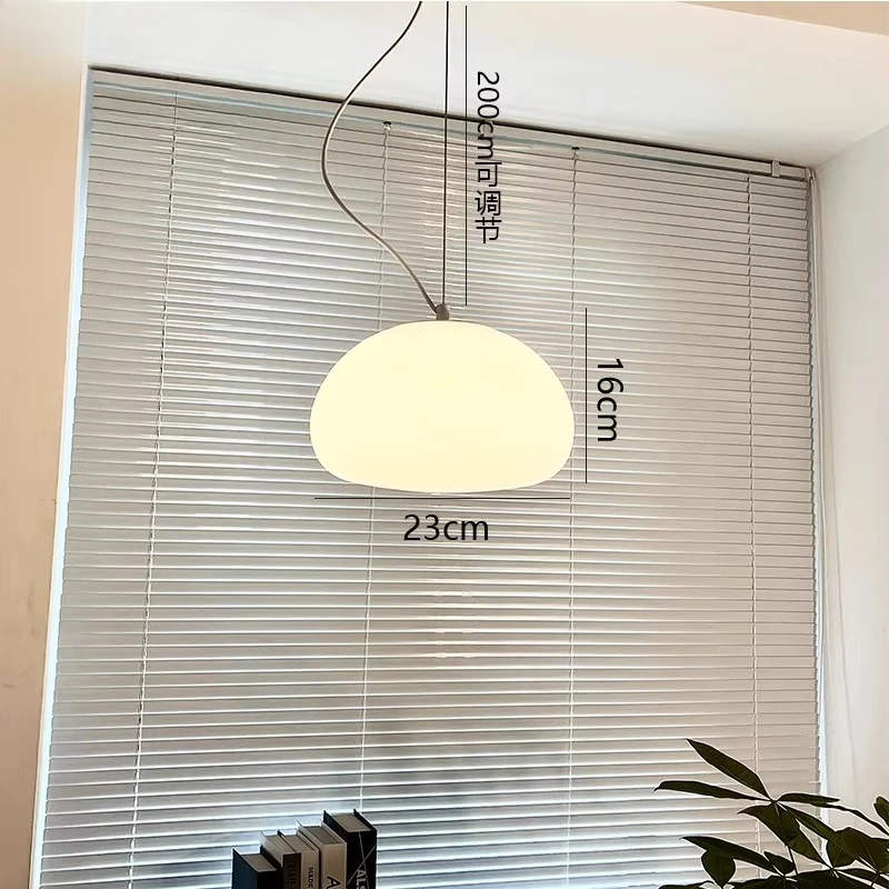 الدنماركية الأبيض استدارة المجال الزجاج قلادة أضواء LED الحديثة كريمي نمط غرفة نوم دراسة السرير مطعم المطبخ مصباح معلق #5