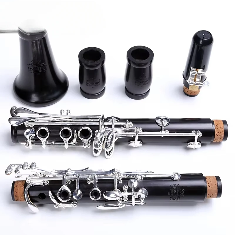 

MORESKY Professional Ebony Clarinet Bb Tone 17/18 Keys Silver Plated Grenadilla Solid Wood Sib Klarnet M9