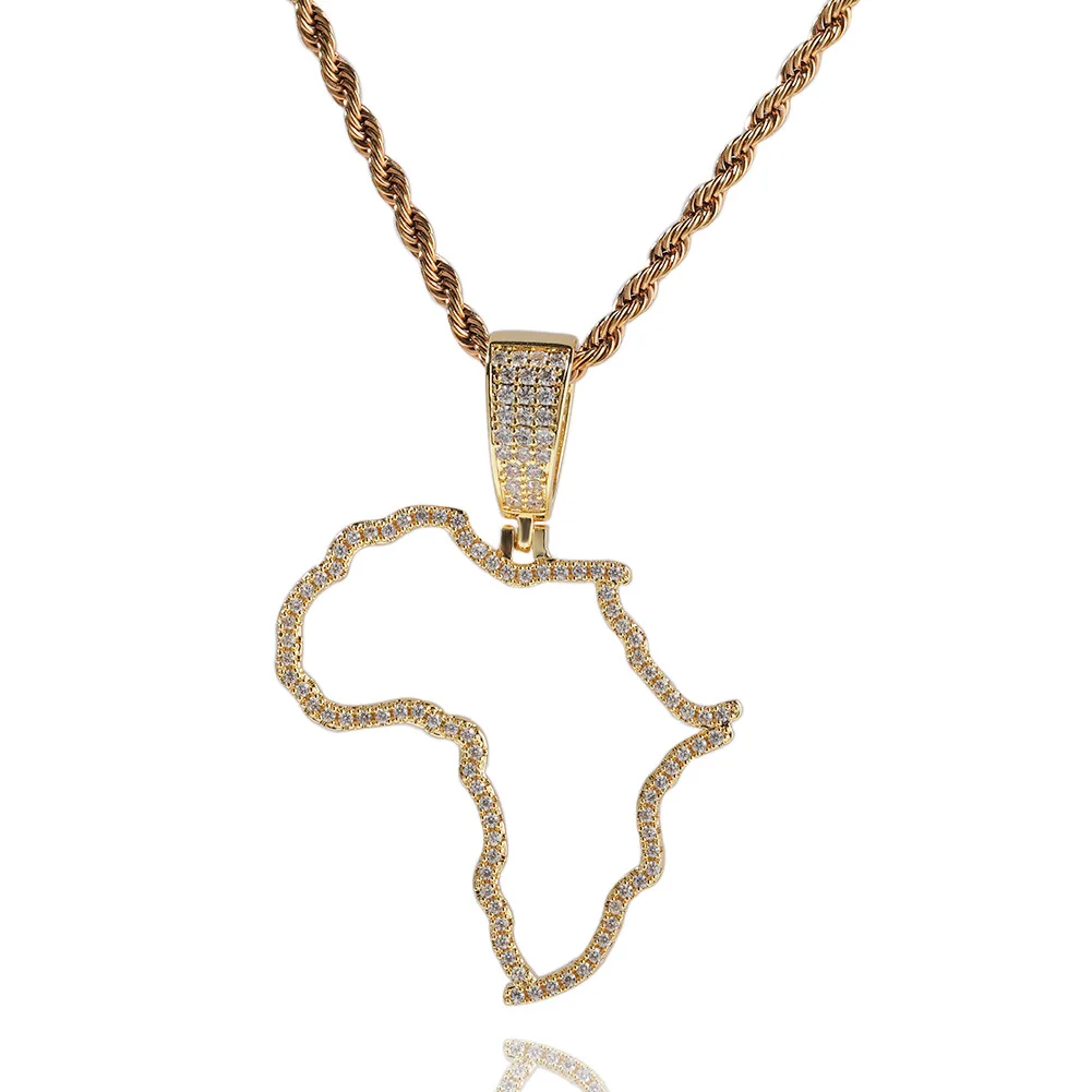 

Hollow Africa Maple Bling Bing Iced Out Pendant Necklace Rock Rapper Fashion Hip Hop Jewelry BP305