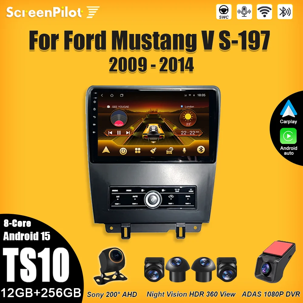 

Android 15 For Ford Mustang V S-197 2009 2010 2011 2012-2014 Car Radio Multimedia Video Player 2 din Carplay Bluetooth 8 Core 5G