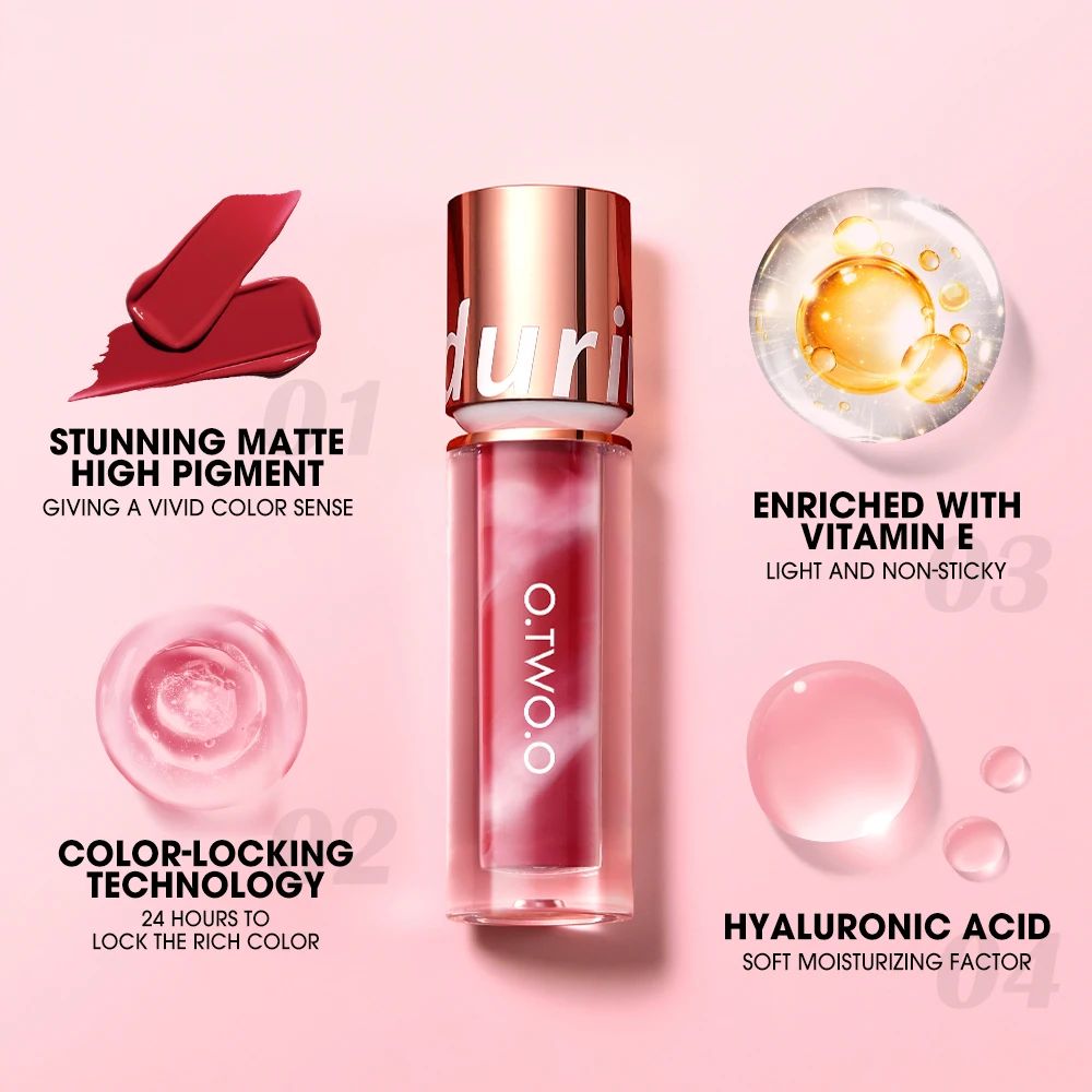 O.TWO.O Lippenstift Lip gloss Make-up wasserdichte Samt Antihaft Tasse 8 Farben Lippen tönung matt lang anhaltende sexy rote flüssige Lippenstift