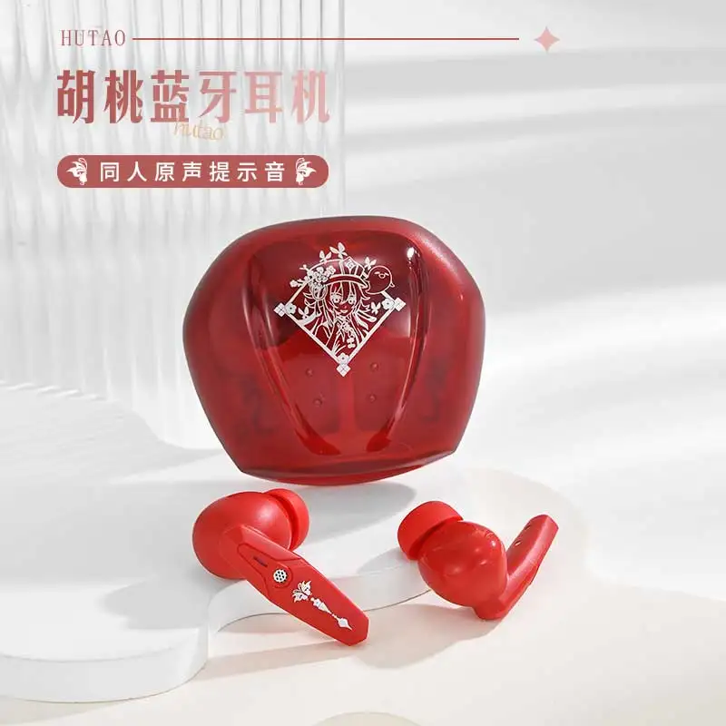 

Anime Genshin Impact Hutao Cosplay Wireless Earbuds The Knave Hu Tao Bluetooth Earphones For Android Bluetooth 5.0 Gifts Props