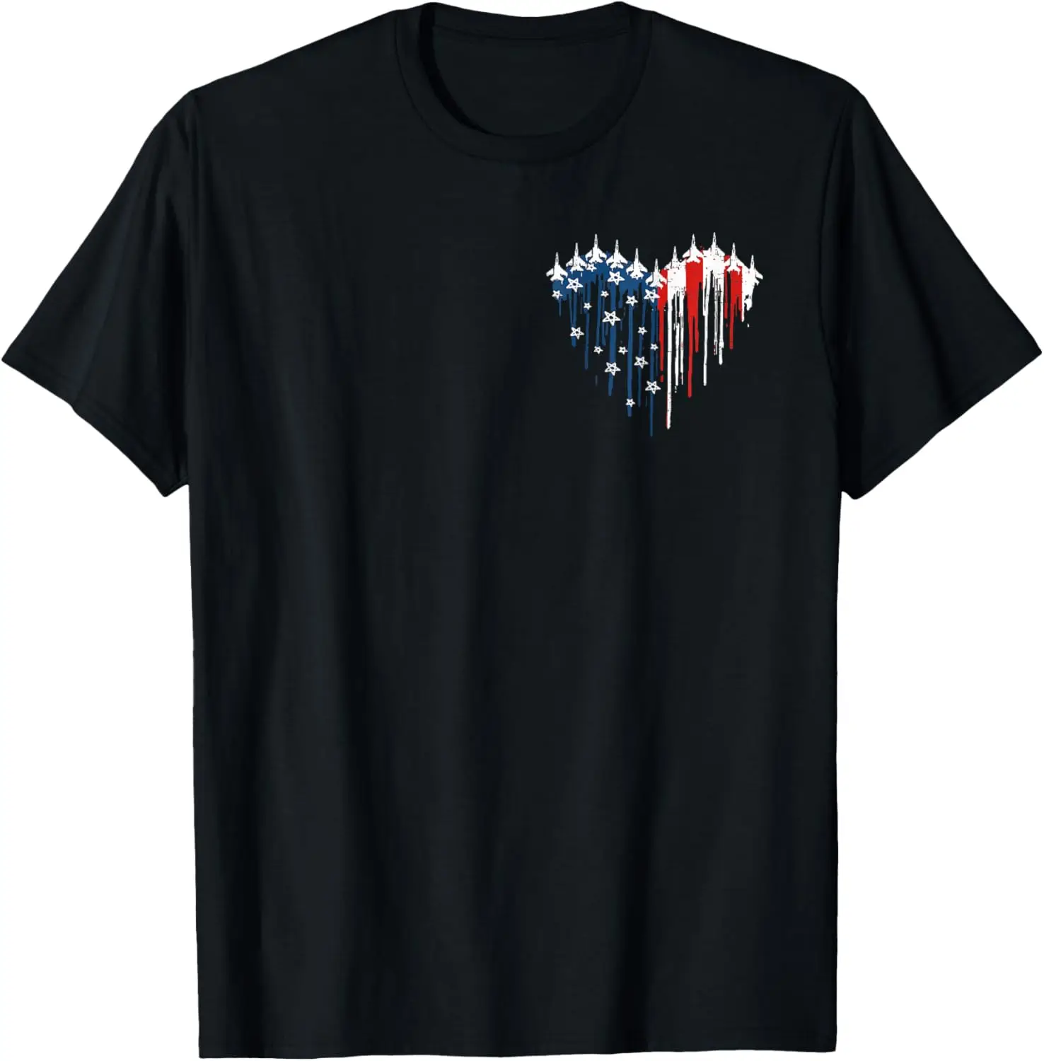 

Fighter Jet Airplane American Flag Heart 4th Of July T-Shirt