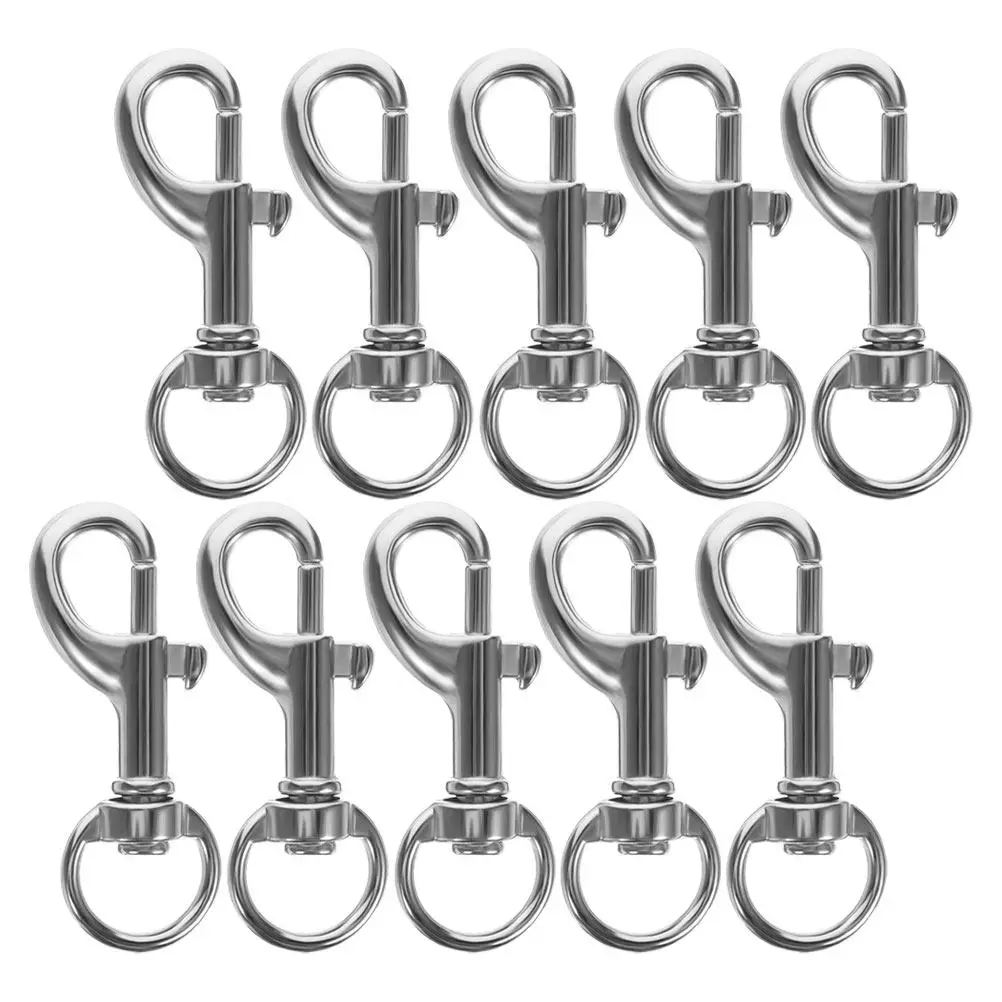 Stainless Steel Swivel Snap Hooks 10 Pack Heavy Duty 360 Degree Rotating Clasps for Pet Leashes and Gear