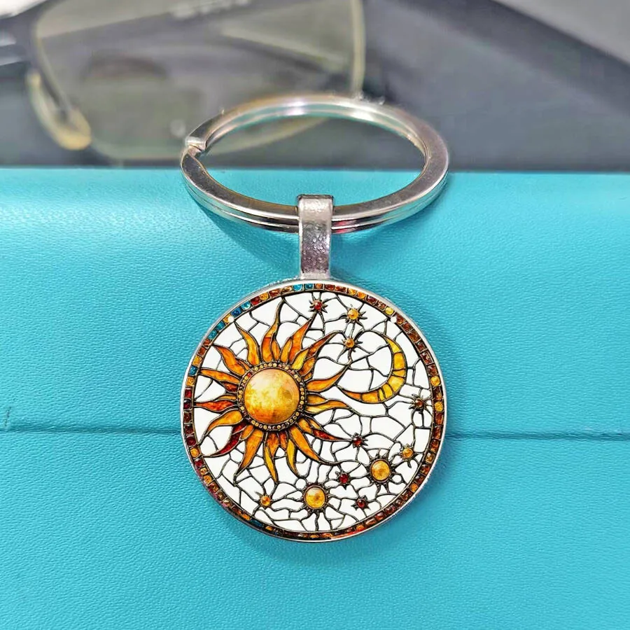 Hot Popular Retro Selling Mount Fuji Cherry Blossom Keychain - Elegant Exquisite Stained Glass Art, Unisex Bag Charm