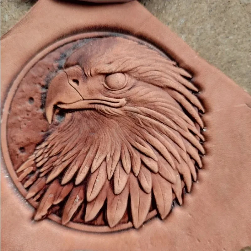 3D Eagle Head Design Leather Embossing Mold Concave-convex Carving Stamp Leathercraft Aluminum Metal Embossing Mold