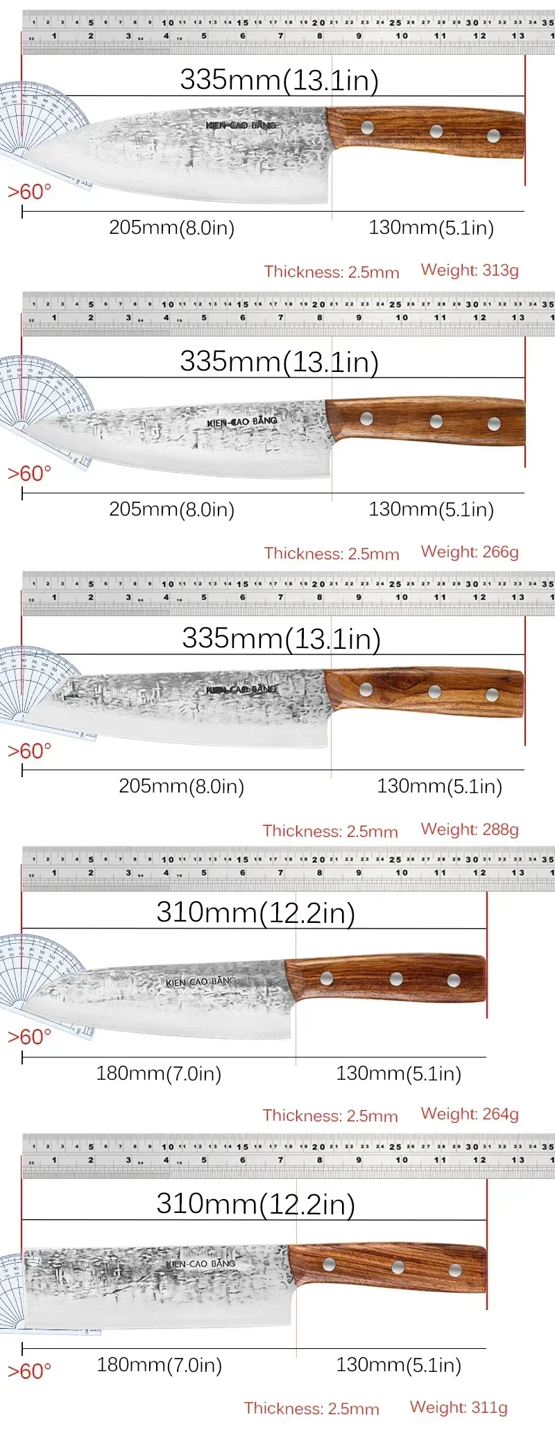 Forged Japanese Santoku Knife Fish Fillet Nakiri Kiritsuke Knives Cutting Cleaver 50Cr15Mov Steel Paring Bread Steak Knife