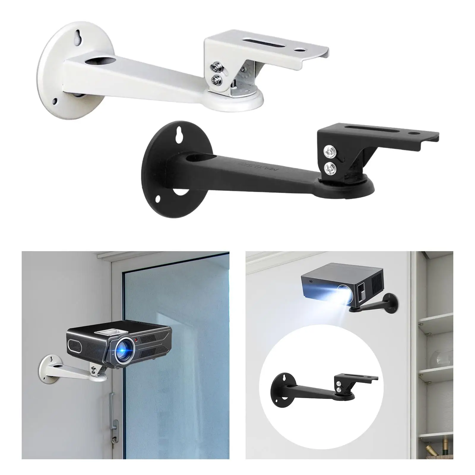 ตู้ติดผนังรองรับติดผนังปรับได้โลหะขาตั้งเครื่องฉาย360 ° สำหรับผนังข้างเตียงสำนักงานห้องนอนบ้าน