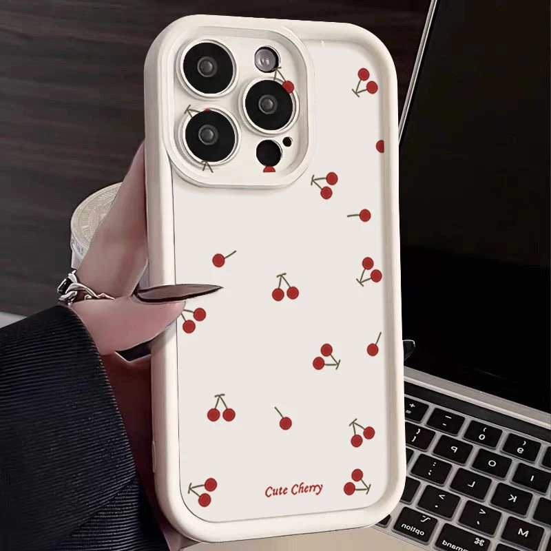 Kleine Kirsche Muster Handyhülle für iPhone 17 16 15 14 13 12 Pro Max 15 14 Plus 16 17 Pro 11 16e 17 Air Soft TPU Silikonhülle