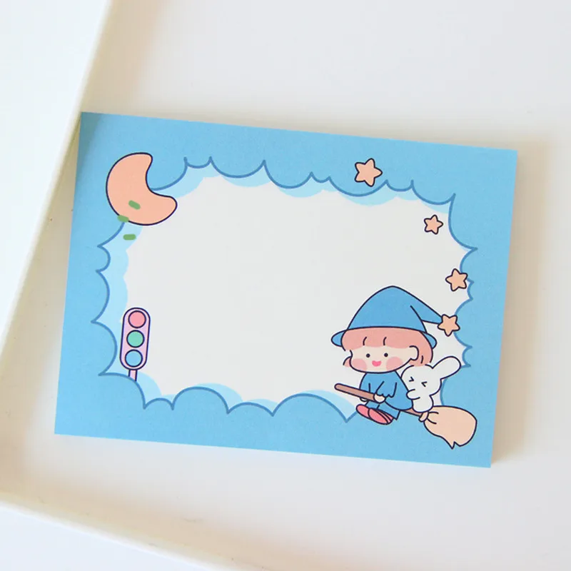 Ins Cartoon Cute Rabbit Girl Memo Pad Funny Notepad Student Study Plan Note Message Paper School Supplies Stationery 50 Sheets