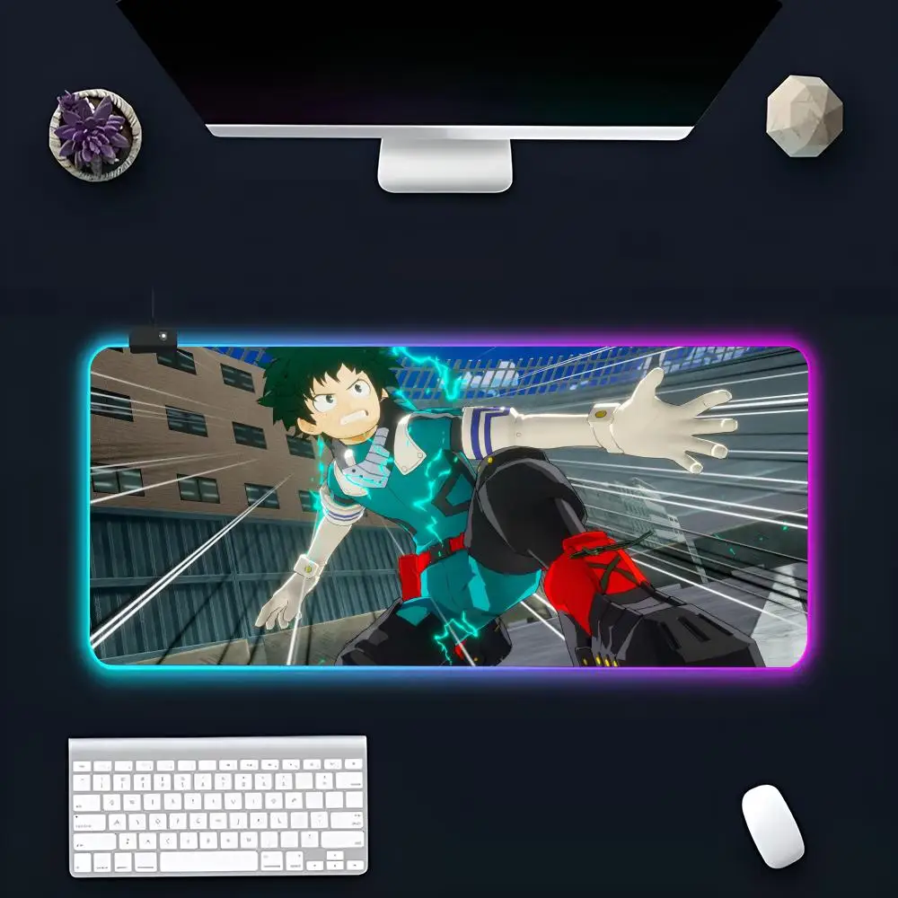 My Hero Academia Izuku Mouse Pad Popular Large RGB Mause pads XXL LED Japan made Table Pads Keyboard Mats Desk Rug With Backlit