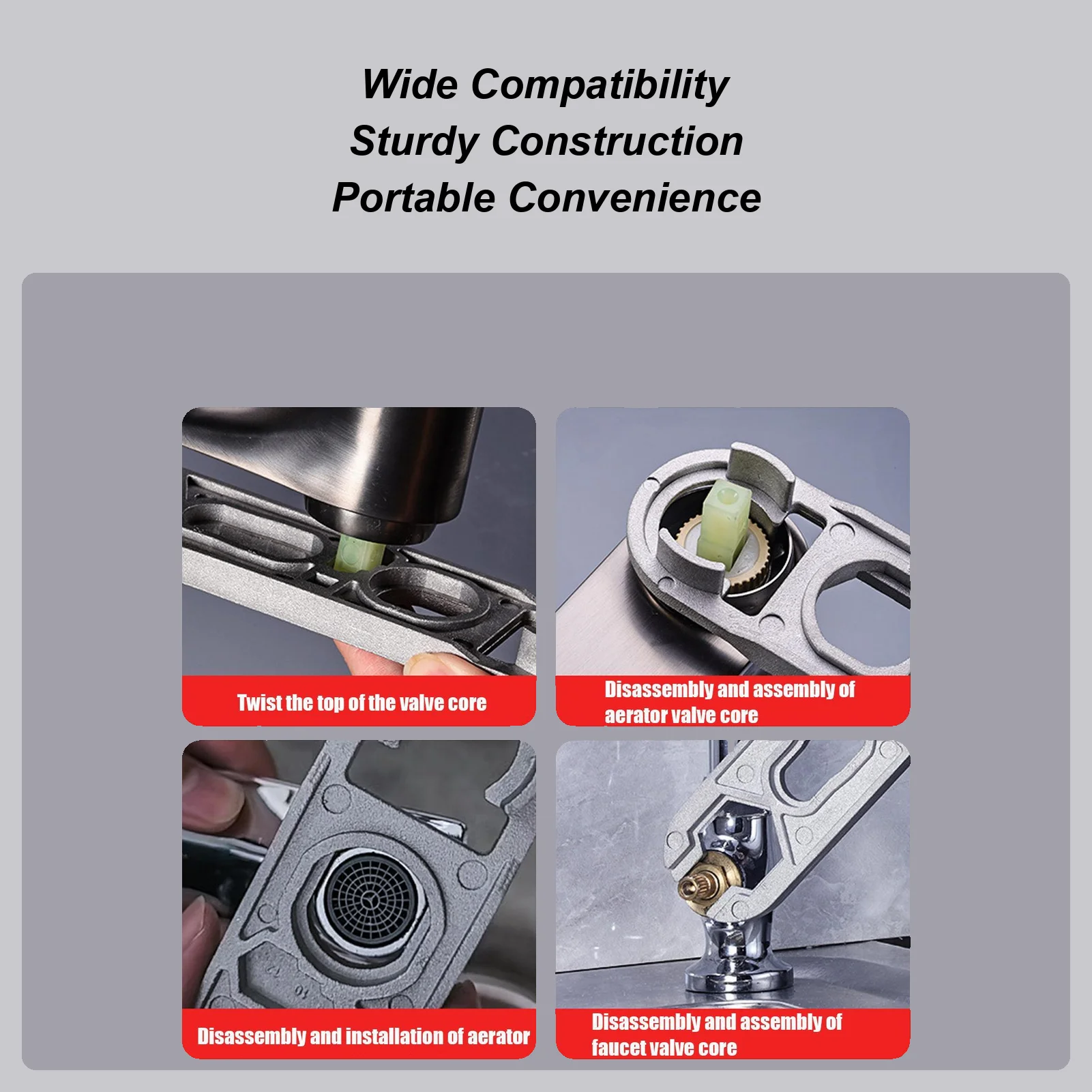 Faucet Key Non-Slip Handle Hand Tools Ergonomic Faucet Aerator Repair Key For Shower Kitchen Home Hotel Apartment Clogged Stuck