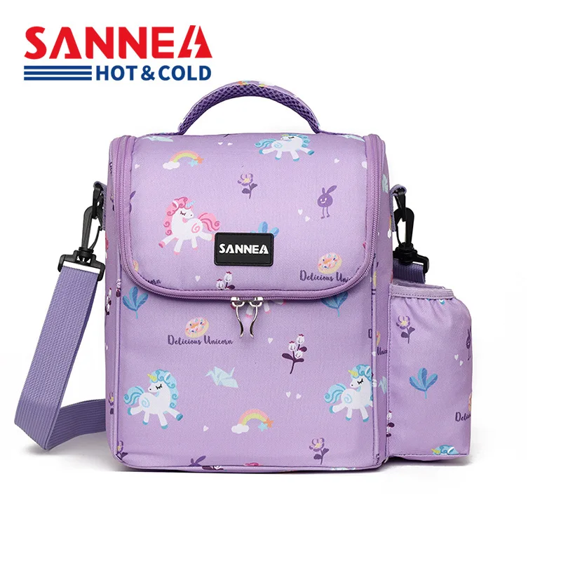 Saco de Bento Crossbody infantil, lancheira isolada de grande capacidade para estudantes, impressão portátil, gelo fresco, novo