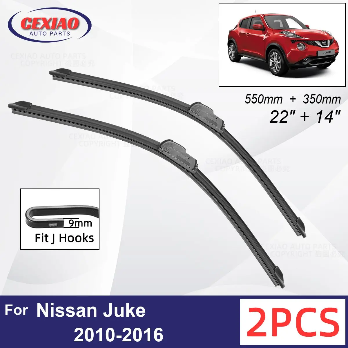 

Car Wiper For Nissan Juke 2010-2016 Front Wiper Blades Soft Rubber Windscreen Wipers Auto Windshield 22"+14" 550mm + 350mm