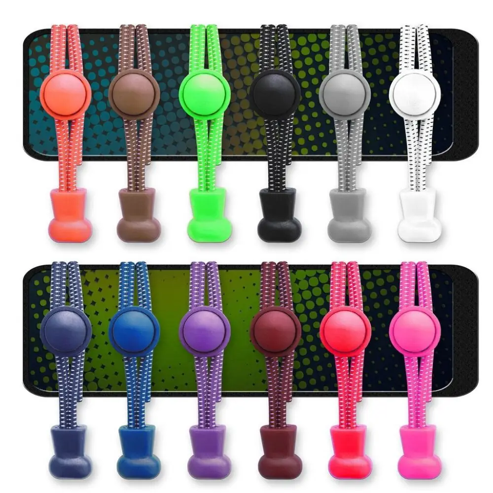 1Pair Durable Elastic Lazy Laces Sport Shoestrings Colored Dots Locking Shoe Laces No Tie Rubber Sneaker Shoelaces for Adult