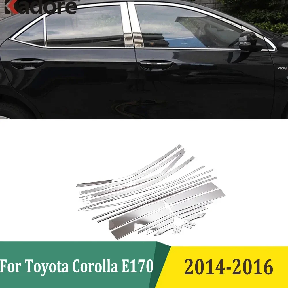 For Toyota Corolla E170 2014 2015 2016 Window Pillar Posts Cover Trim Molding Garnish Guard Accessories Stainless Steel