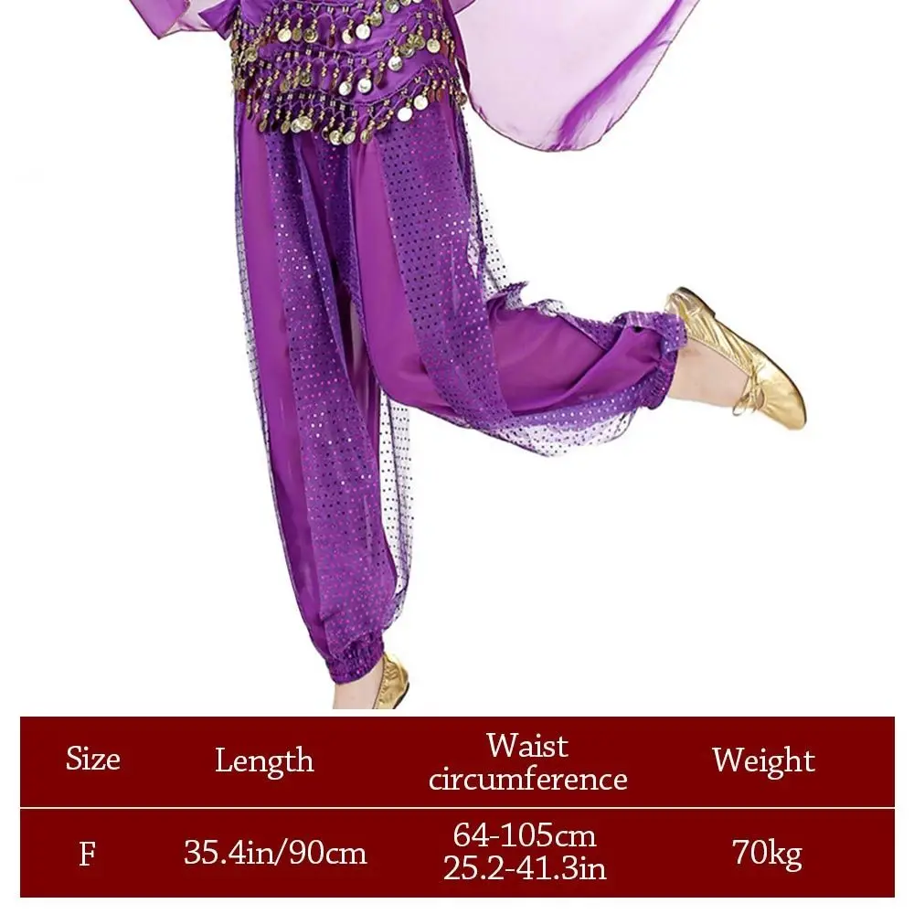 Moda lantejoulas calças de dança do ventre borla solta calças acessórios de dança do ventre desempenho wear lantejoulas dança calças