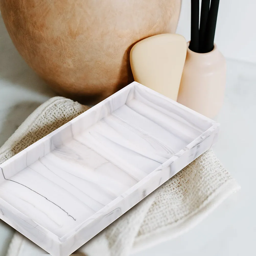 3Pcs Sturdy Silicone Bathroom Counter Tray Rectangle Storage Plate for Vanity Dresser Toiletries Perfume Jewelry Makeup