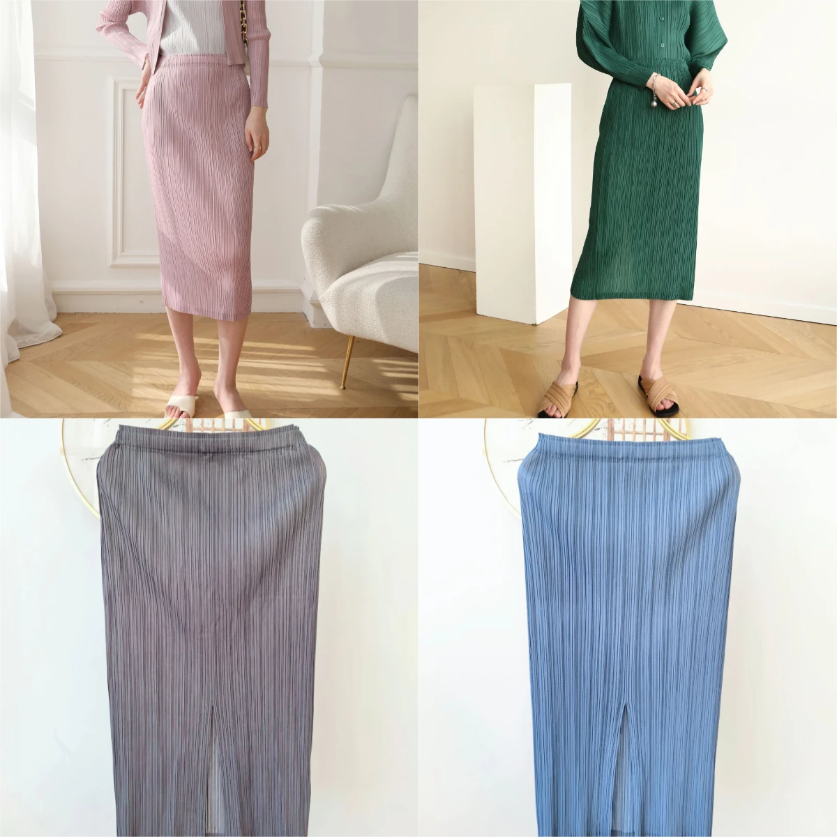 

Miyake плиссированная весна/лето 202, высококачественная плиссированная модная свободная повседневная однотонная универсальная плиссированная юбка с разрезом сзади