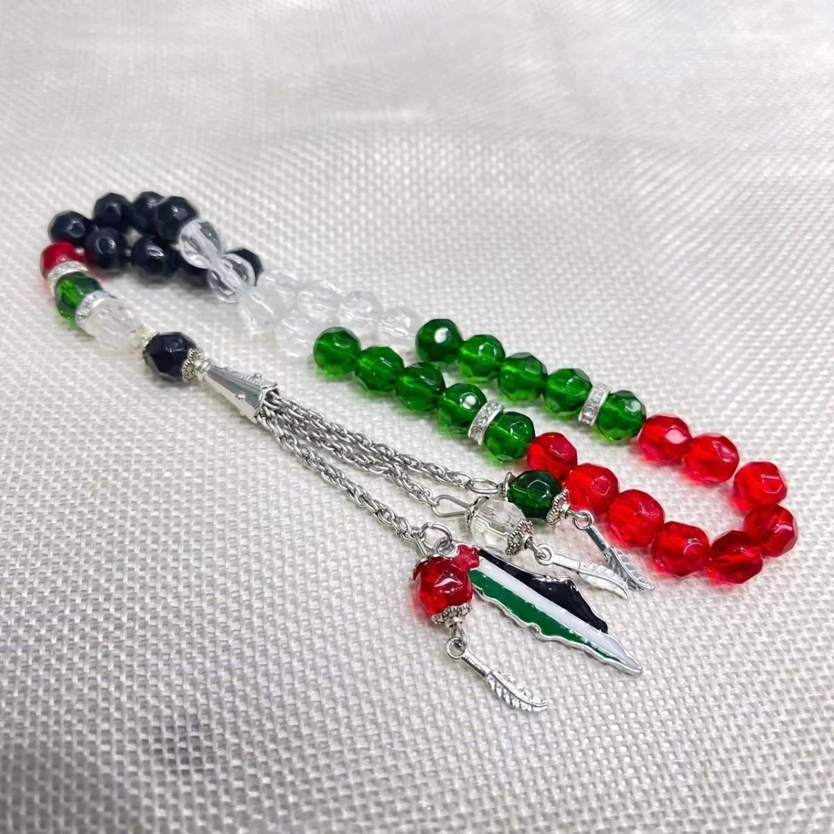 Palestinian Flag Beads Bracelet Palestine Arabic FlagTesbih Prayer Beads Rosary Tasbih Muslim Car-Home-Office Hanging Gifts