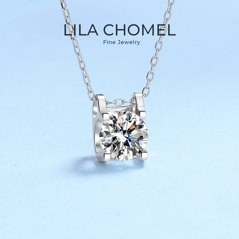 

WOMEN Valentine's Day 18K White Gold Wedding Necklaces 0.8CT Moissanite Diamond Pendant Girl Birthday Gift Daughter Adult's Day