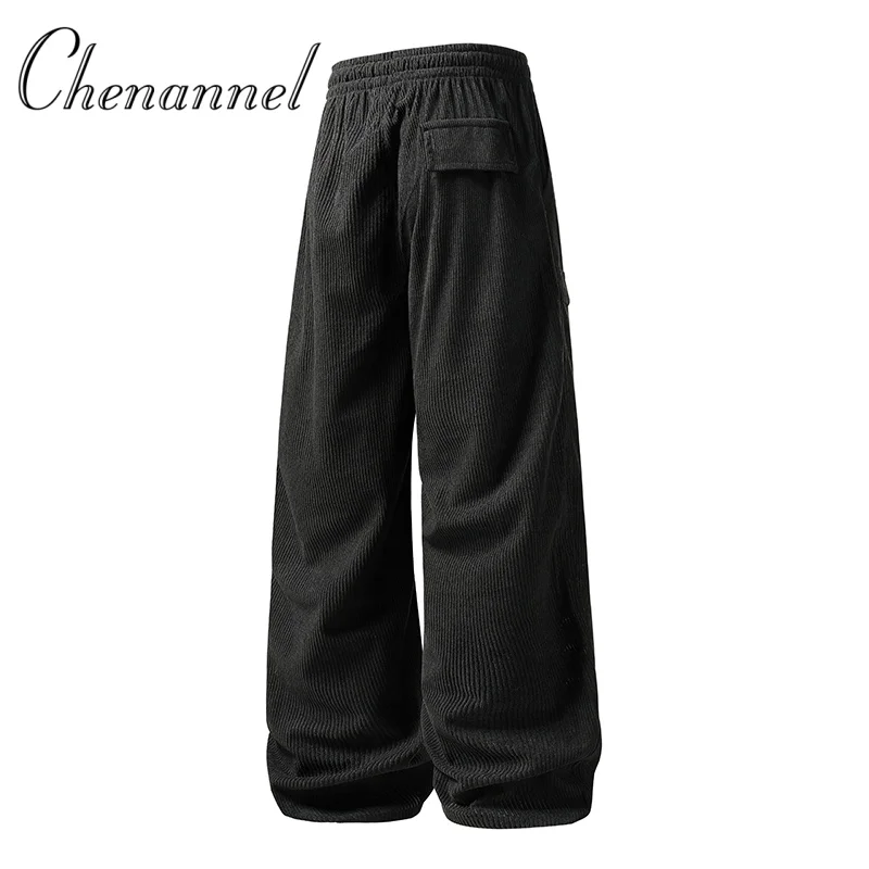 

Men's corduroy loose European size hanging multi-functional casual straight leg pants, suitable for daily travel
