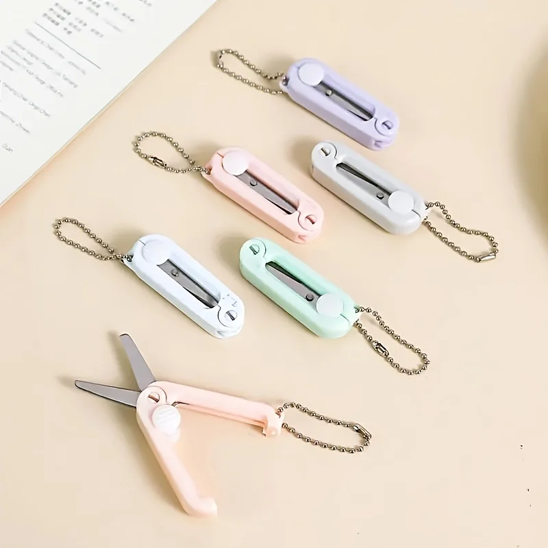 5 Safe and Cute Mini Scissors, Featuring Morandi Colors, Scalable and Foldable Multi Functional Stainless Steel Scissors, Suitable for Home Office and School, Creative Portable Scissors, Scissor Pen, Scissor Decoration, Aesthetic Scissors