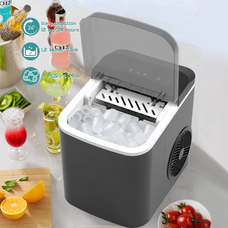 High Capacity Countertop Portable Automatic Cleaning Bullet Ice Maker Machine for Home Office