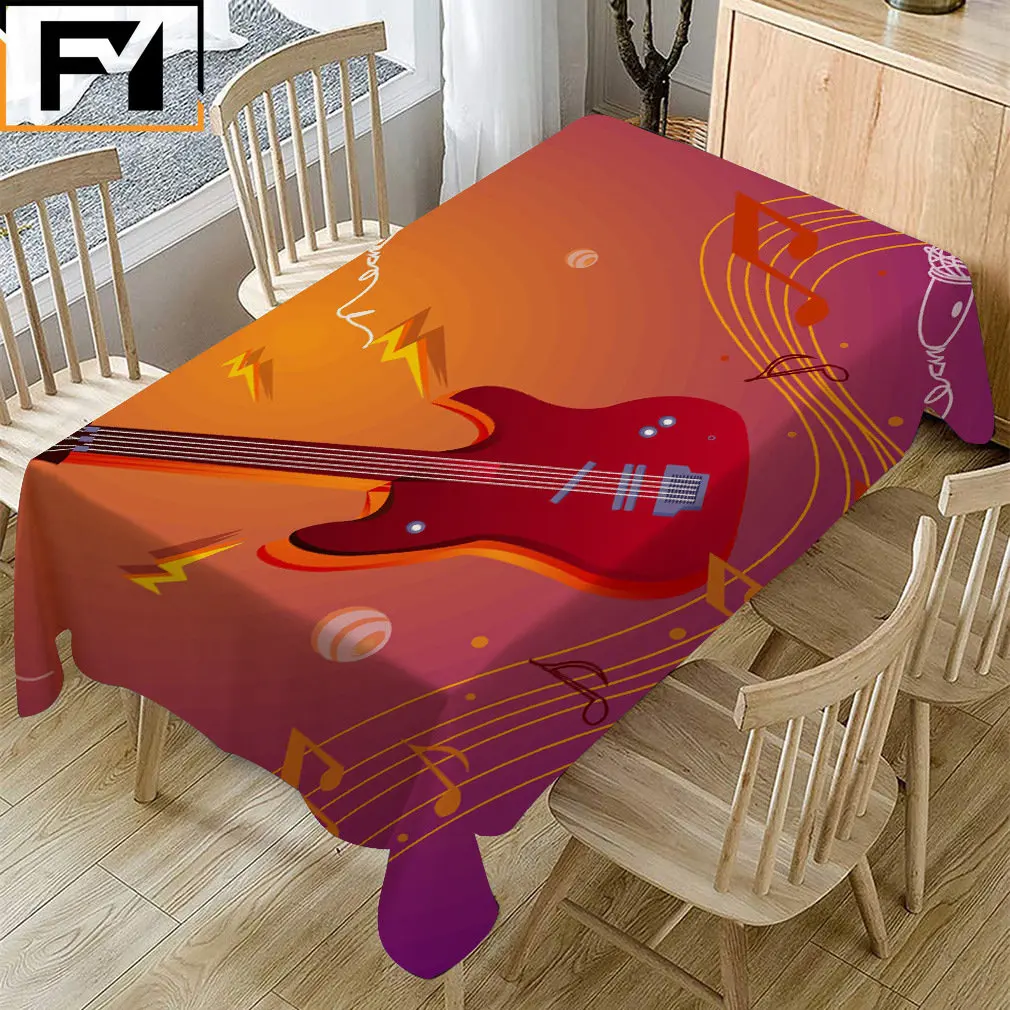 Best Selling Music Guitar Print Pattern Table Cloth Party Wedding Decoration Home Living Room Bedroom Coffee Table Table Cloth