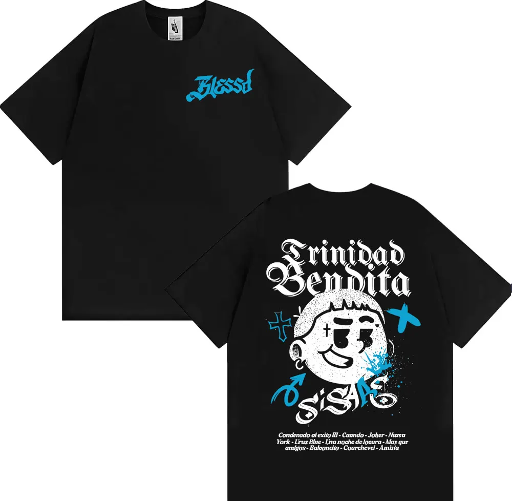 مغني الراب Blessd Si Sabe ألبوم 2025 جولة تي شيرت الرجال النساء موضة عادية 100% تي شيرتات قطن الهيب هوب خمر تي شيرتات قصيرة الاكمام #1