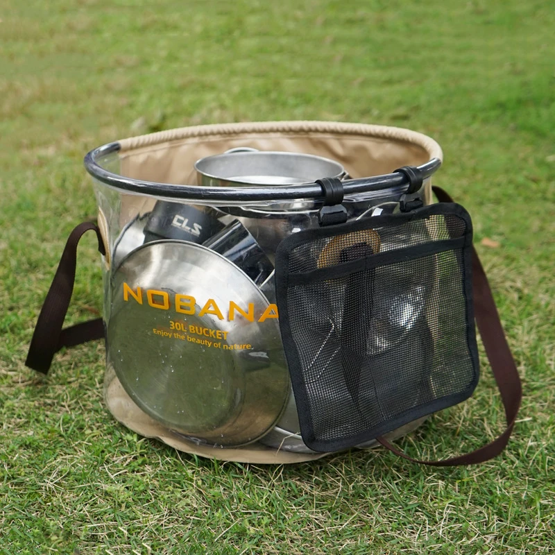 Outdoor Folding Water Bucket, Telescopic Fishing Bucket, Portable Vegetable Washing Basin, Hiking, Picnic, 20 L, 30L