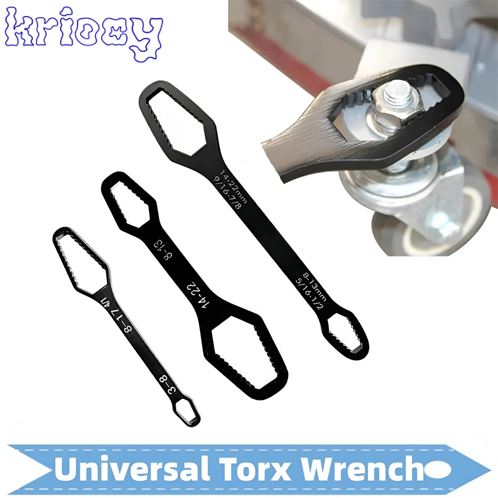 3-17mm 8-22mm Universal Torx Wrench 3.5/5mm Thickness Self-tightening Adjustable Wrench Board Double-head Torx Spanner Hand Tool 