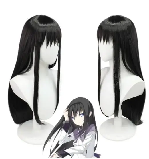 2023 Anime Puella Magi Madoka Magica Akemi Homura peruka do Cosplay 2 style 90cm długie czarne peruki żaroodporne włosy na Halloween peruki