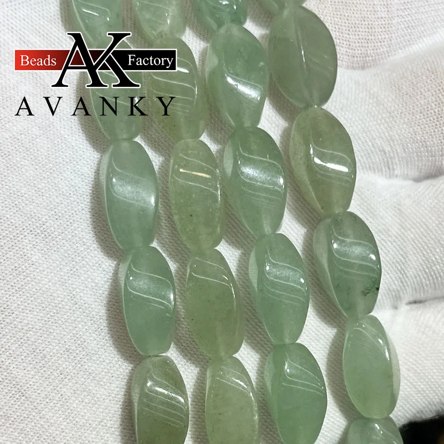 8x16mm Natural Green Eastern Tombs Jade Stone Twist Shape Beads Faceted Jewelry Making DIY Necklace Bracelet Accessory 15''