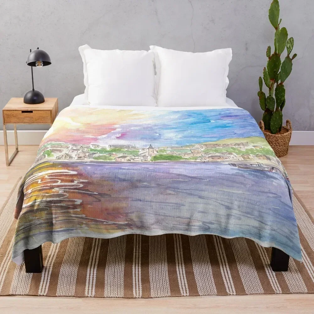 

Stromness Orkney Islands Astonishing Sun over Mainland Throw Blanket Tourist Luxury Designer Soft Plaid Camping Blankets