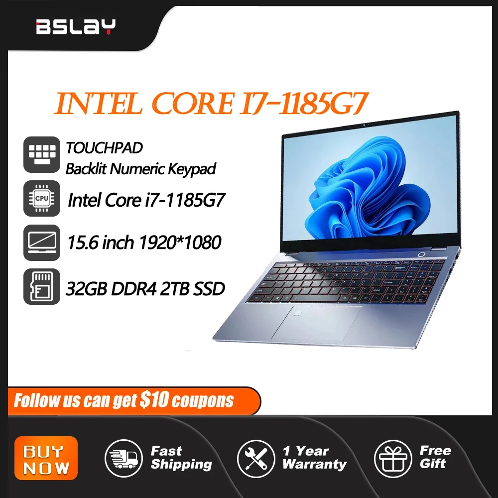 

Intel Core I7-1185G7 Gaming Laptop DDR4 32GB RAM 2TB Fingerprint Unlocked Backlit Notebook ﻿5G WiFi 4.8 GHz 4 Cores 8 Threads PC