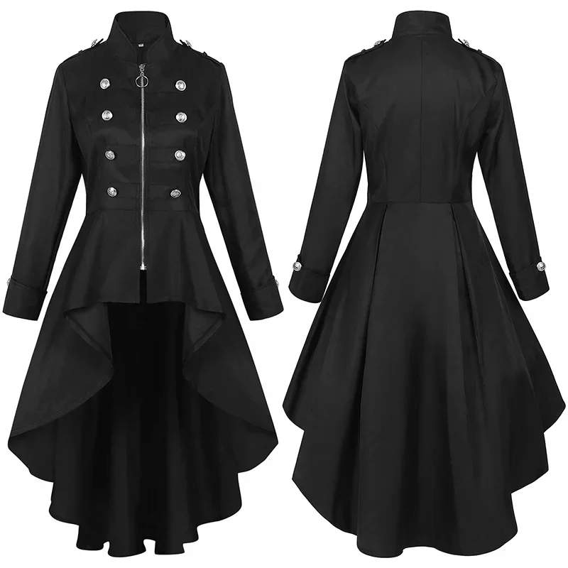 Womens Gothic Steampunk Jacket Tailcoat Victorian Frock Coat Uniform Party Halloween Costume Woman Vintage Medieval Jacket Coats