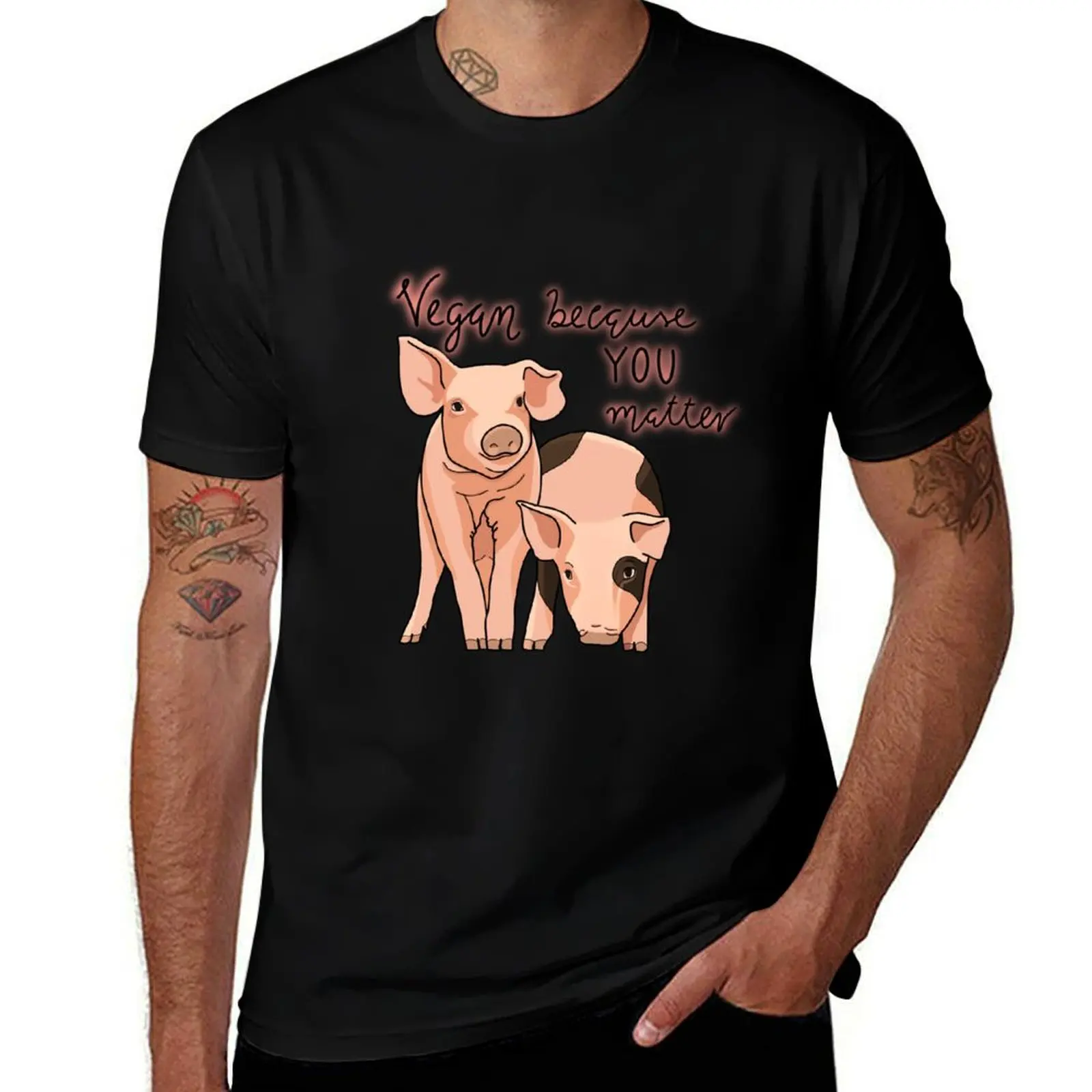 Vegan because animals matter T-Shirt Plus Size Solid Color T-Shirt