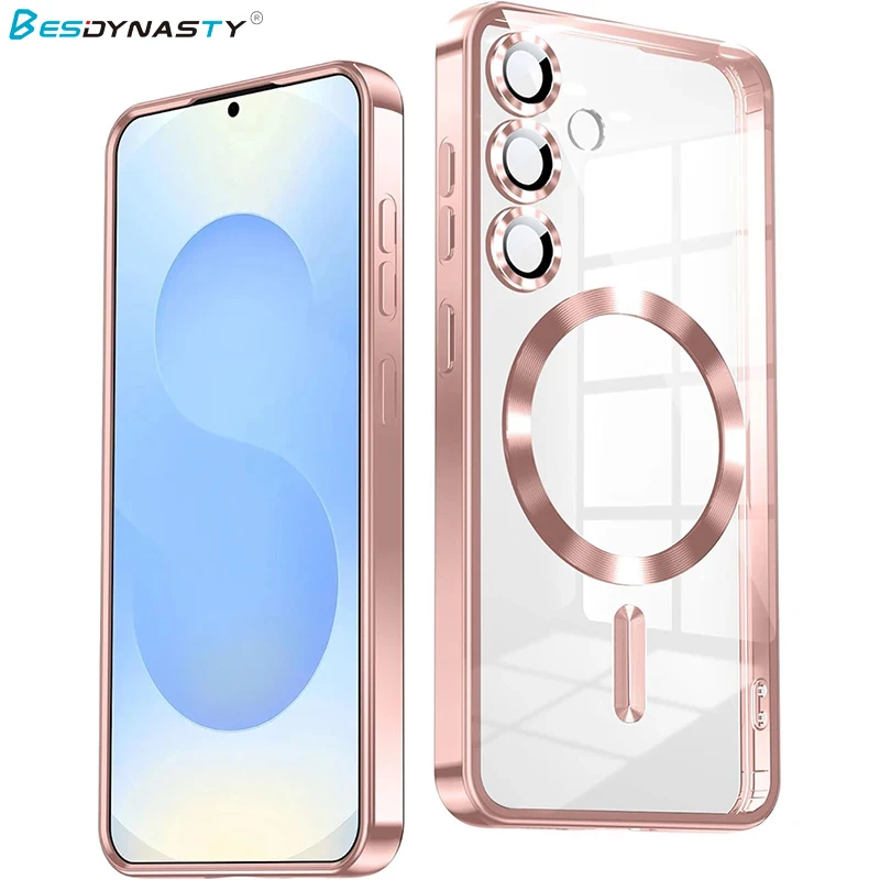 For Samsung Galaxy S26 ULTRA S25 Edge S24 FE S23 Plus A57 A37 A56 A36 A26 A17 A55 Plating Soft Case Magnetic For Magsafe Cover